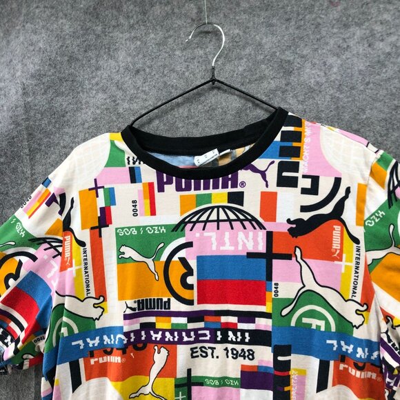 Puma International Printed Short Sleeve T Shirt Mens XL Multicolor Crewneck - Picture 3 of 7